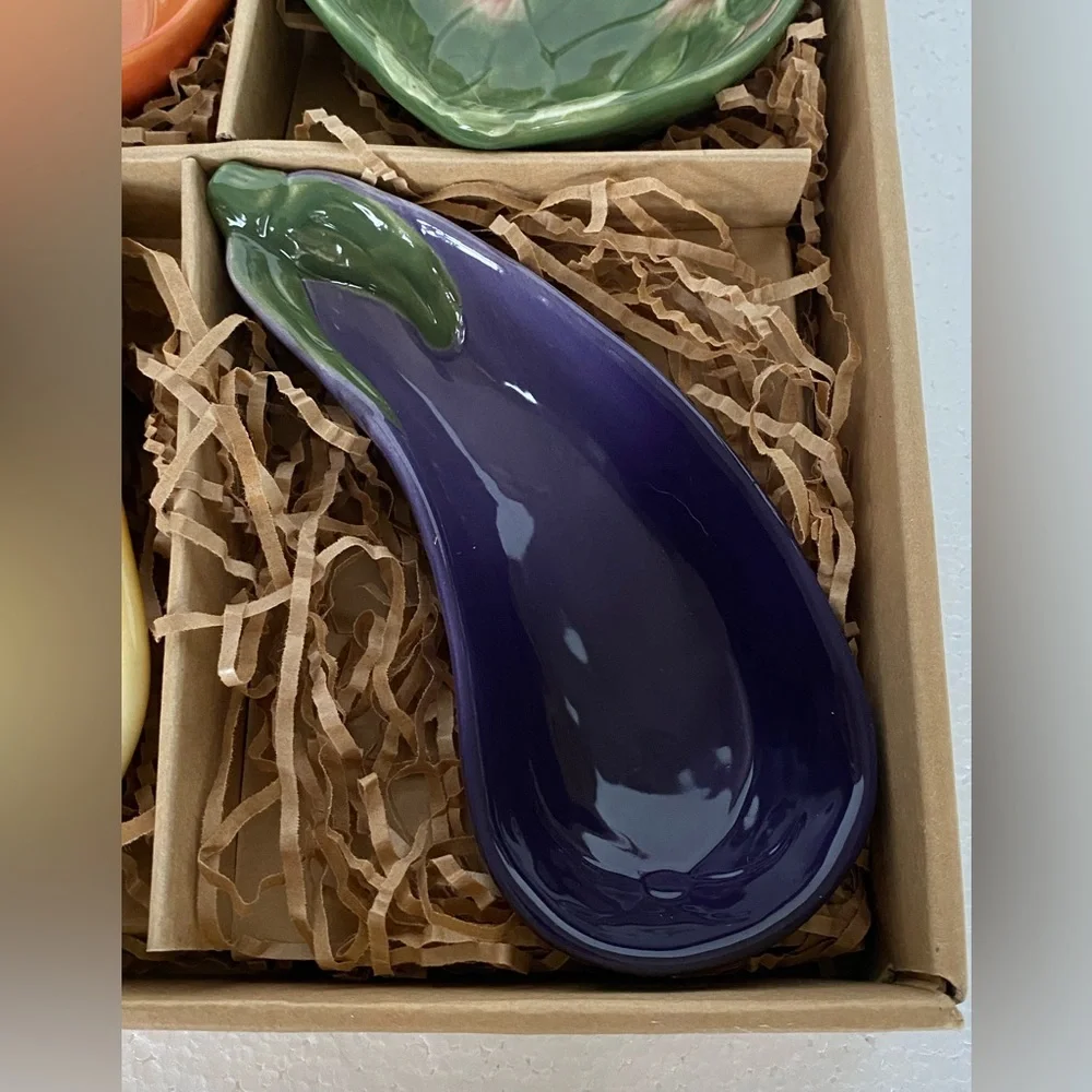 Williams Sonoma Jardin Potager Set Of 4 Hand Painted Vegetable Dipping Bowls